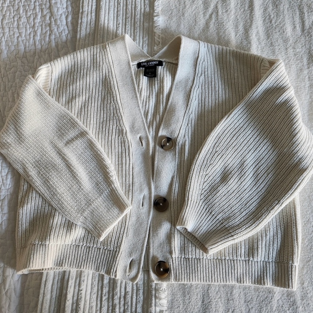 Elegant Cream Button-Up Cardigan